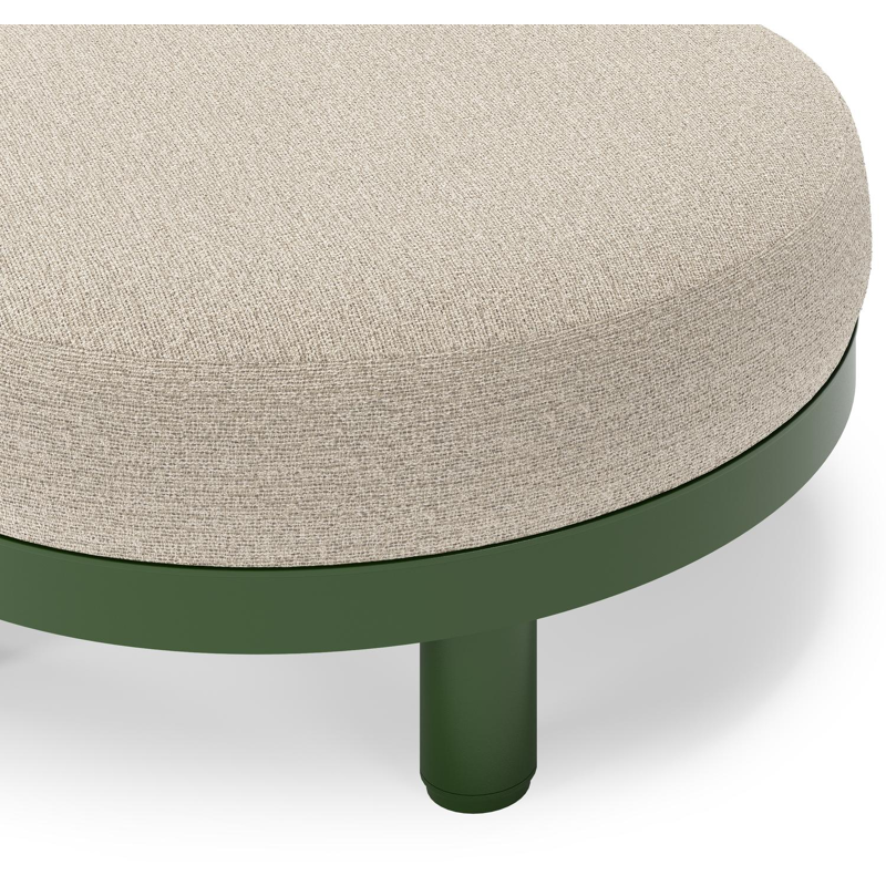 Donato lounge poef in groen aluminium met all weather cosytica Catania Greige kussen