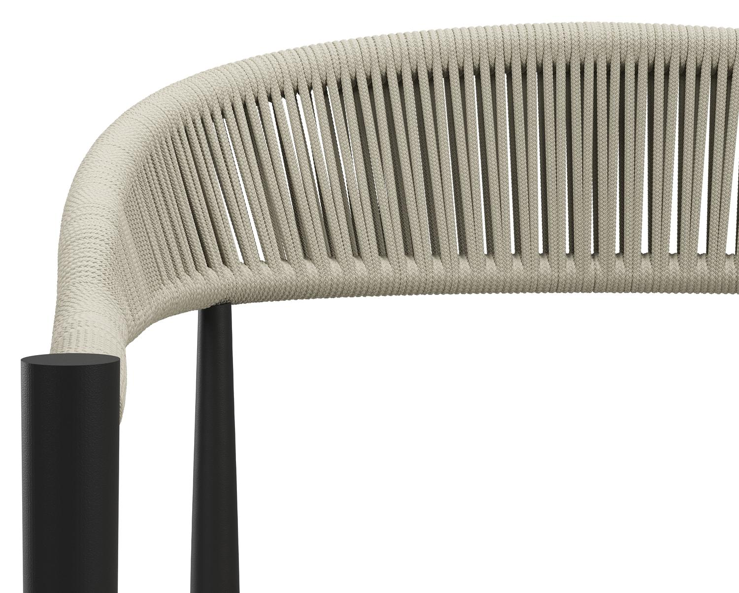 Ensemble de jardin Calzo en aluminium noir et polywood avec 6 chaises de jardin empilable Guarda