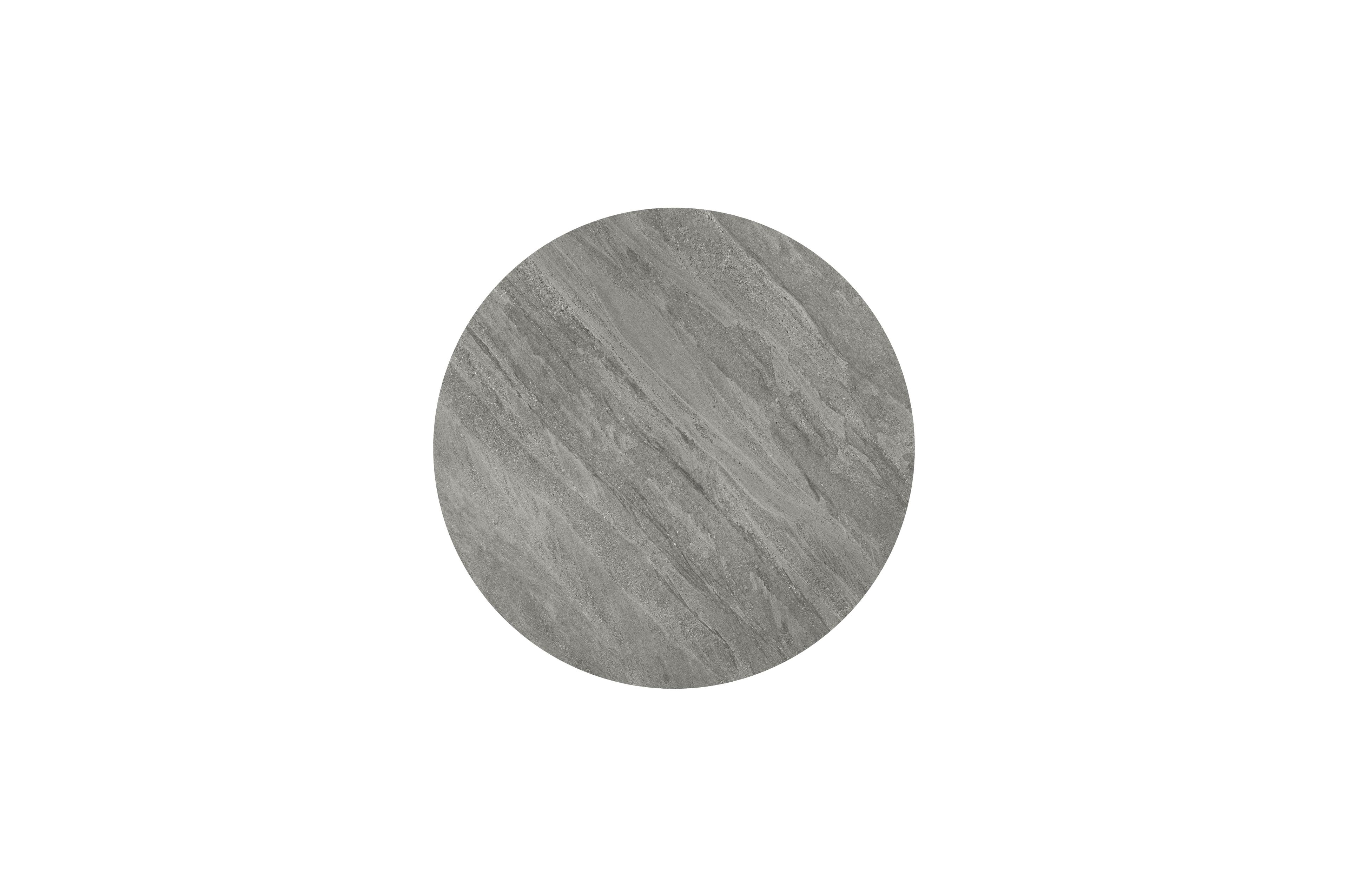 Table de jardin Amico rond en aluminium noir et céramique pleine Aspen Grey - Diam. 148 x Haut. 73.5 cm