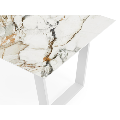 Pagino tuintafel in wit aluminium en volkeramiek calacatta luxe - L 280 x B 110 x H 74,5 cm