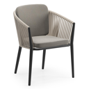 Aluminium noir et corde plate beige tissée verticalement