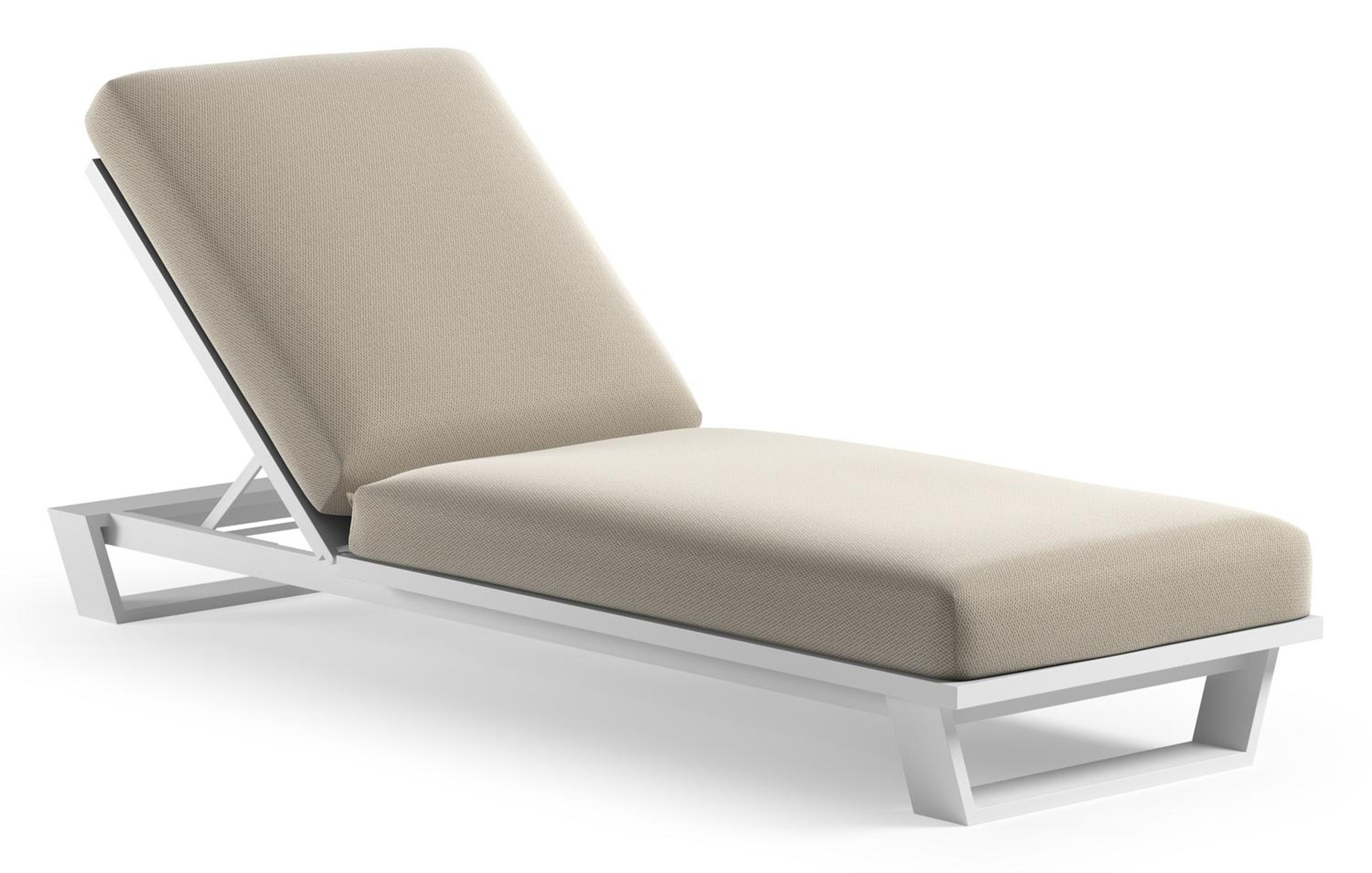 Pagino verstelbaar ligbed in wit aluminium met lopi marble all weather sunbrella® luxe kussen