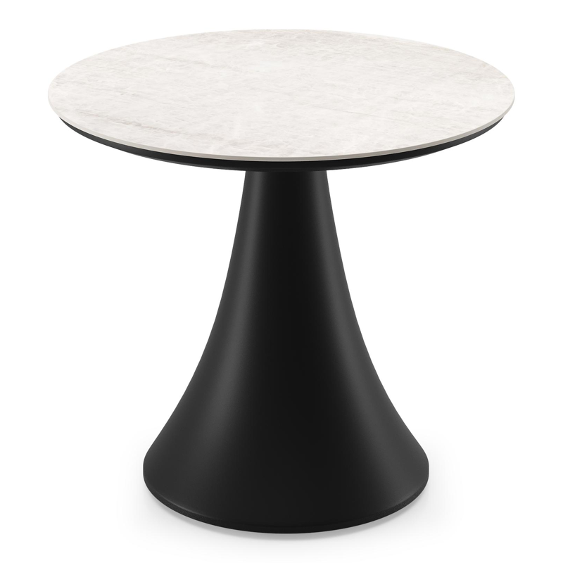 Fano low dining loungetafel rond in zwart aluminium en volkeramiek Taj Mahal - Dia. 65 x H 55 cm