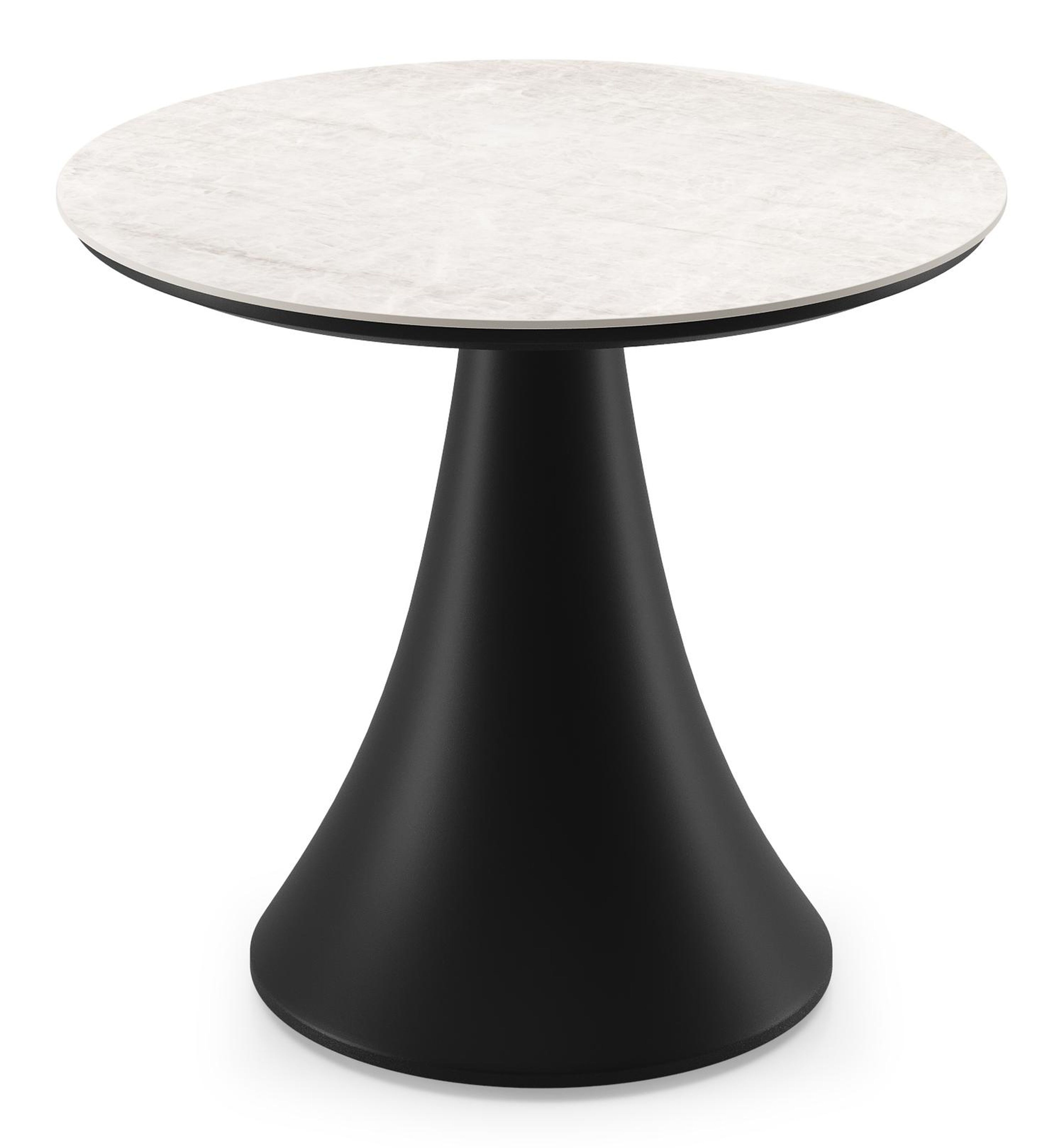 Fano low dining loungetafel rond in zwart aluminium en volkeramiek Taj Mahal - Dia. 65 x H 55 cm