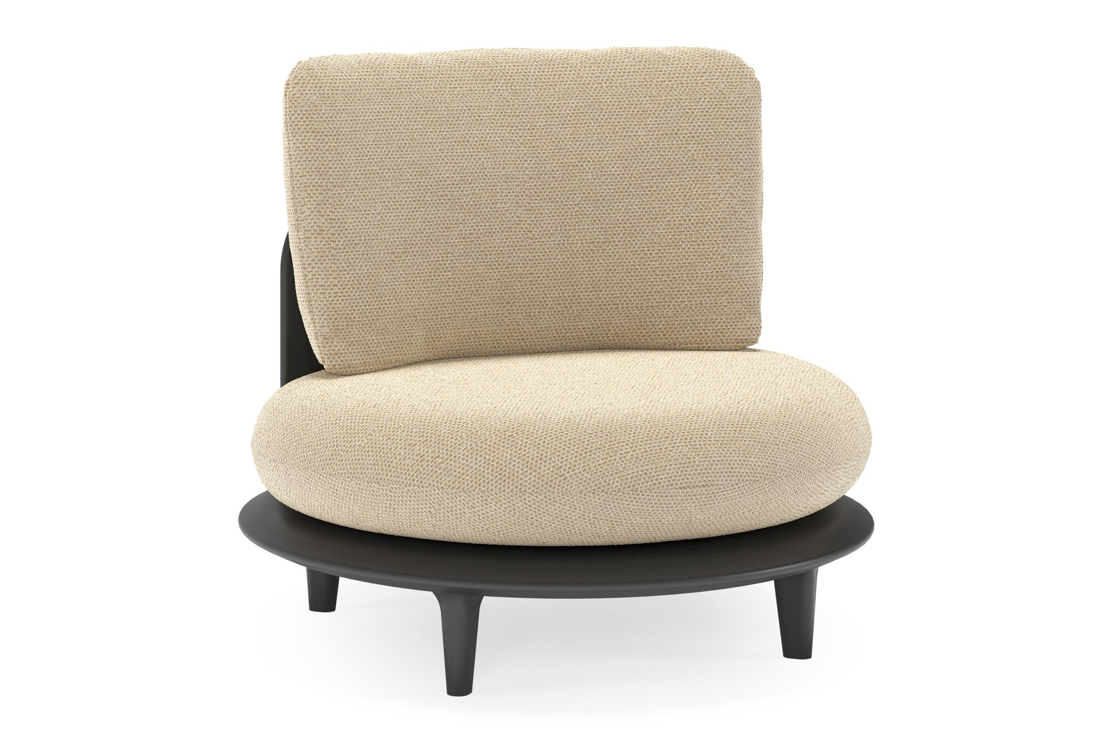 Bomero loungestoel in zwart aluminium met althea camel all weather cosytica kussen