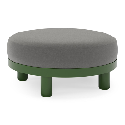 Donato lounge poef in groen aluminium met all weather sunbrella® luxe Natte Charcoal Chine kussen