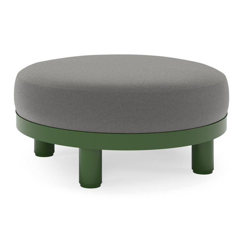 Donato lounge poef in groen aluminium met all weather sunbrella® luxe Natte Charcoal Chine kussen