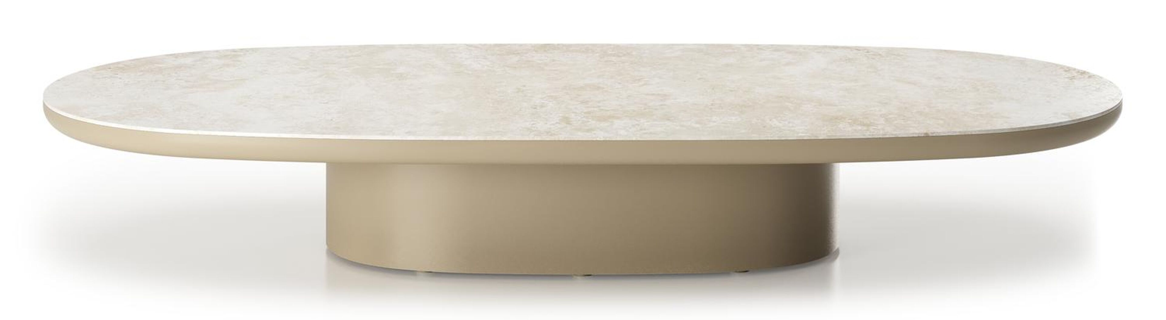 Amico loungetafel bombo in beige aluminium en volkeramiek Rapolano - L 171 x B 89 x H 24 cm
