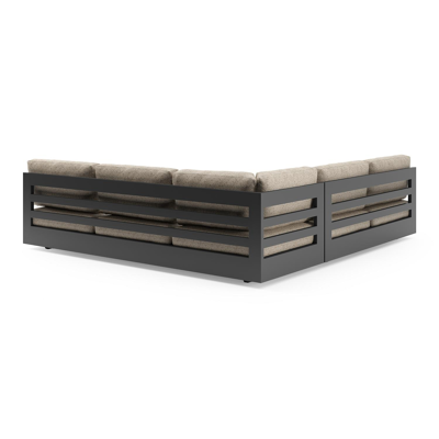 Como loungehoek in zwart aluminium met bora jungle all weather cosytica kussen