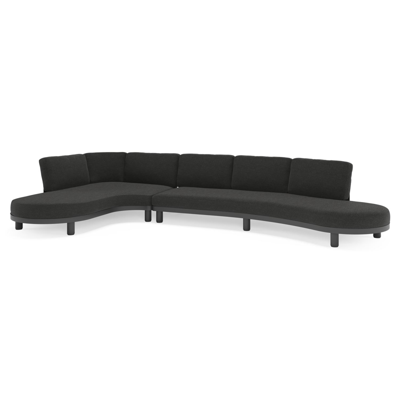 Donato loungehoek in zwart aluminium met all weather sunbrella® luxe Chartres Sooty kussen