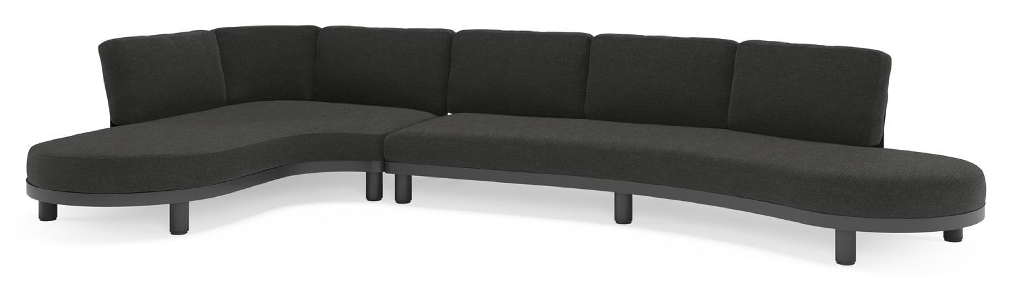 Donato loungehoek in zwart aluminium met all weather sunbrella® luxe Chartres Sooty kussen