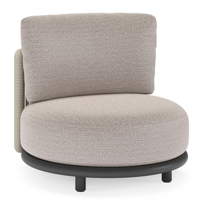 Lomano loungestoel in zwart aluminium en beige verticaal geweven luxe vlakke rope met Wander Granite all weather sunbrella® luxe