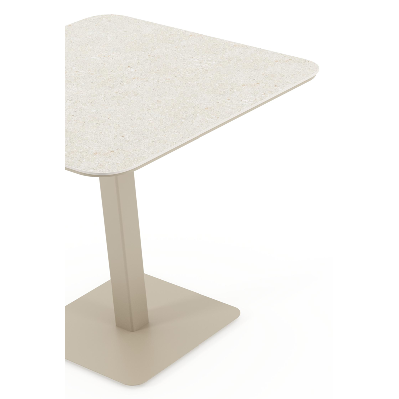 Table de jardin inclinable Fano carré arrondi en aluminium beige et céramique pleine Shilin Lg. 80 x Lrg. 80 x Haut. 72.50 cm