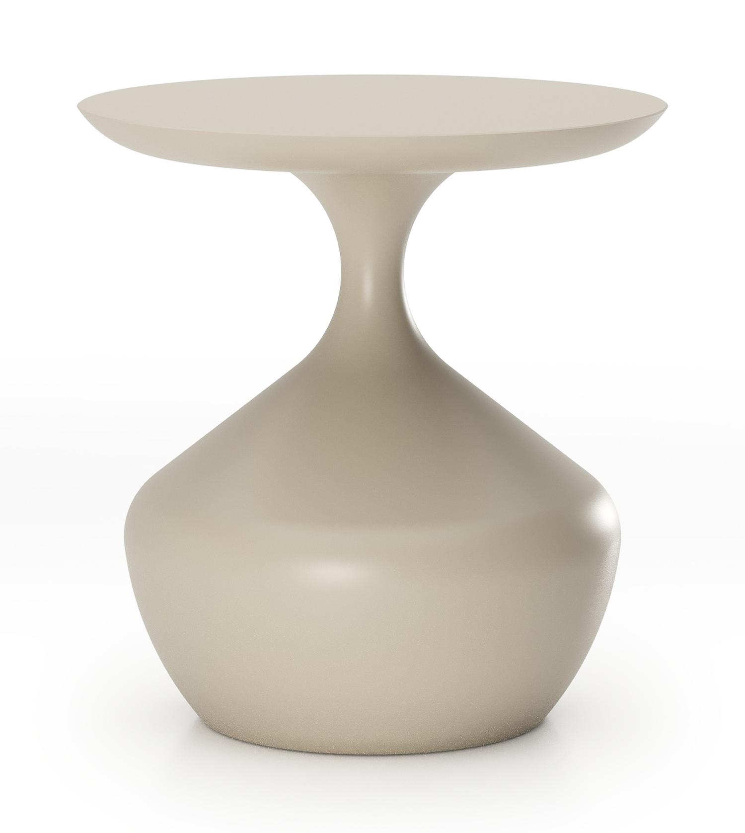 Table d'appoint Bomero en aluminium beige- Diam. 48 x Haut. 50 cm