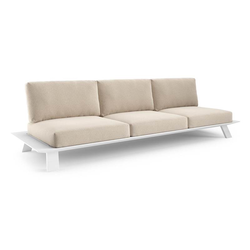 Cesano loungebank in wit aluminium met lopi sand all weather Sunbrella® luxe kussen