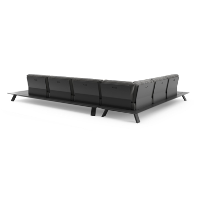 Cesano loungehoek in zwart aluminium met natte charcoal chine all weather sunbrella® luxe kussens