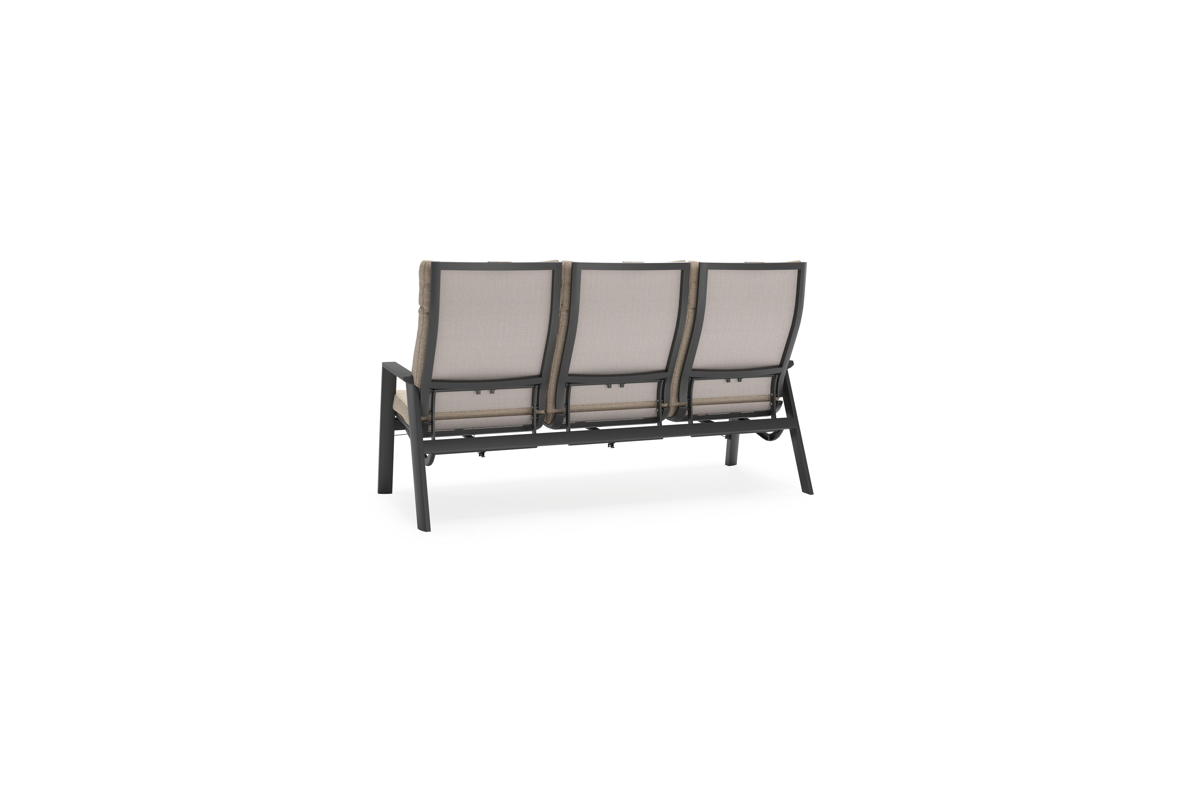 Prato loungebank in zwart aluminium met rustic weather+ softtouch kussen