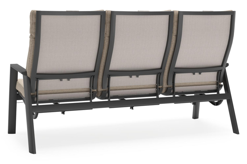 Canapé de jardin Prato en aluminium noir avec coussin en weather+ softtouch rustic