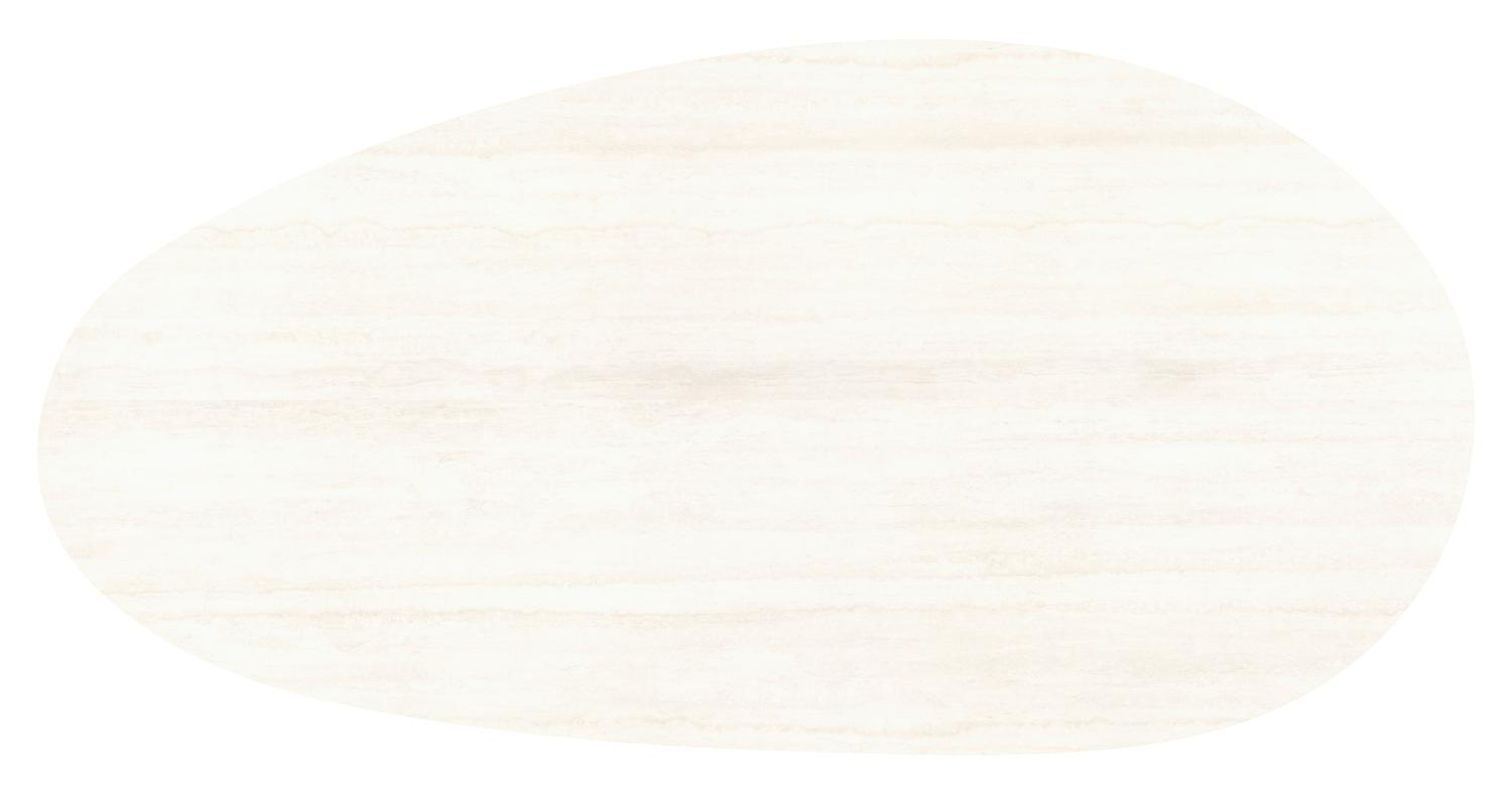 Table de jardin Amico mangue en aluminium blanc et céramique pleine Travertino Bianco - Lg. 260 x Lrg. 130 x Haut. 73.5 cm