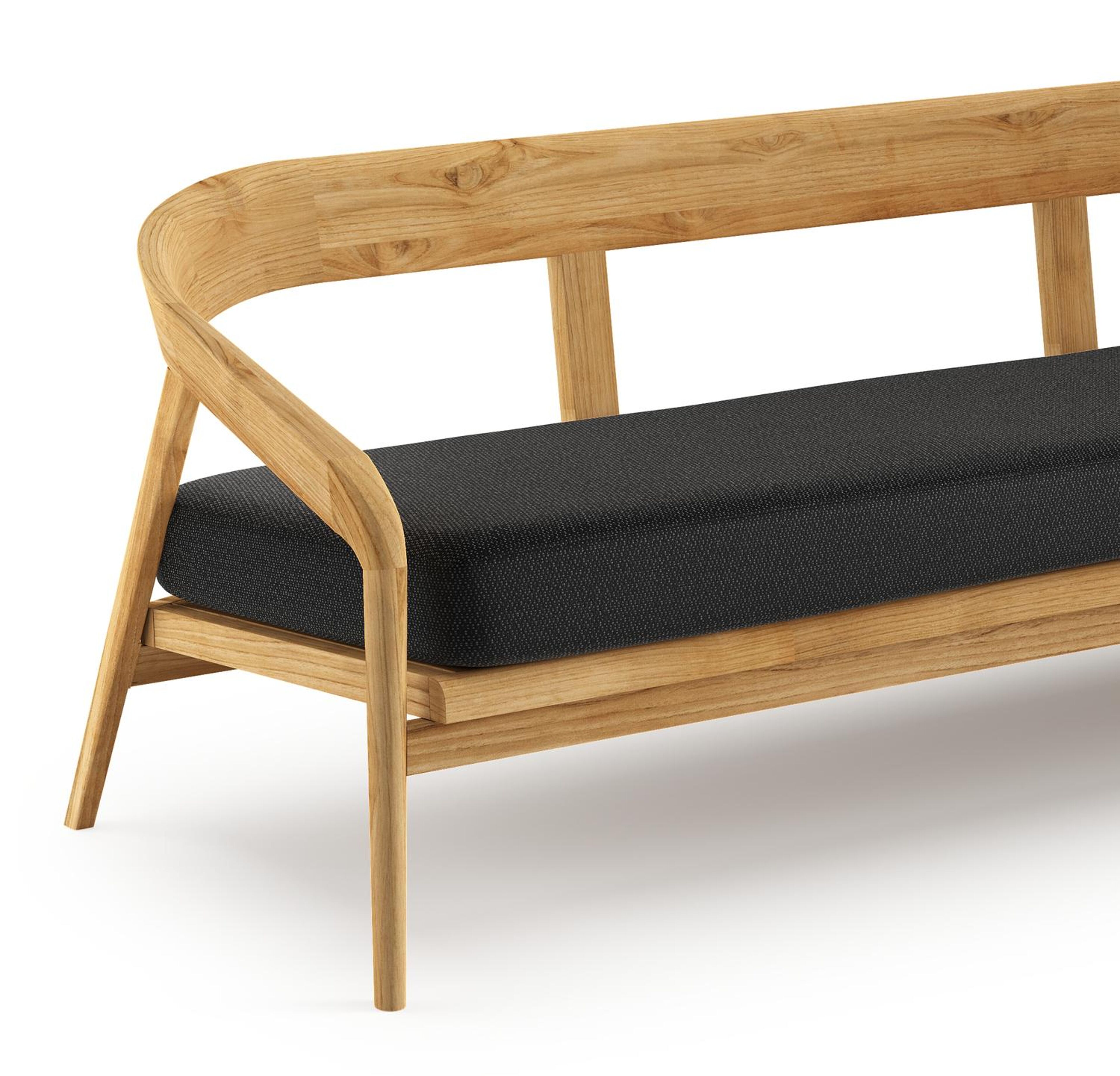 Canapé de jardin Lacrima en teck et coussin en all weather Sunbrella® luxe lopi baribal