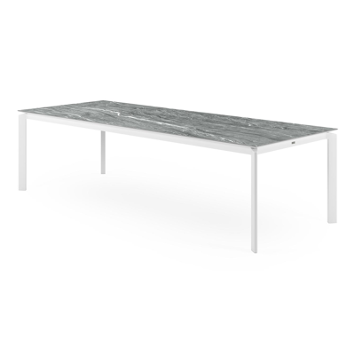 Cirello tuintafel in wit aluminium en volkeramiek mar del plata - L 280 x B 110 x H 75 cm