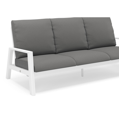 Cirello loungeset in wit aluminium met natte charcoal chine all weather sunbrella® luxe kussens