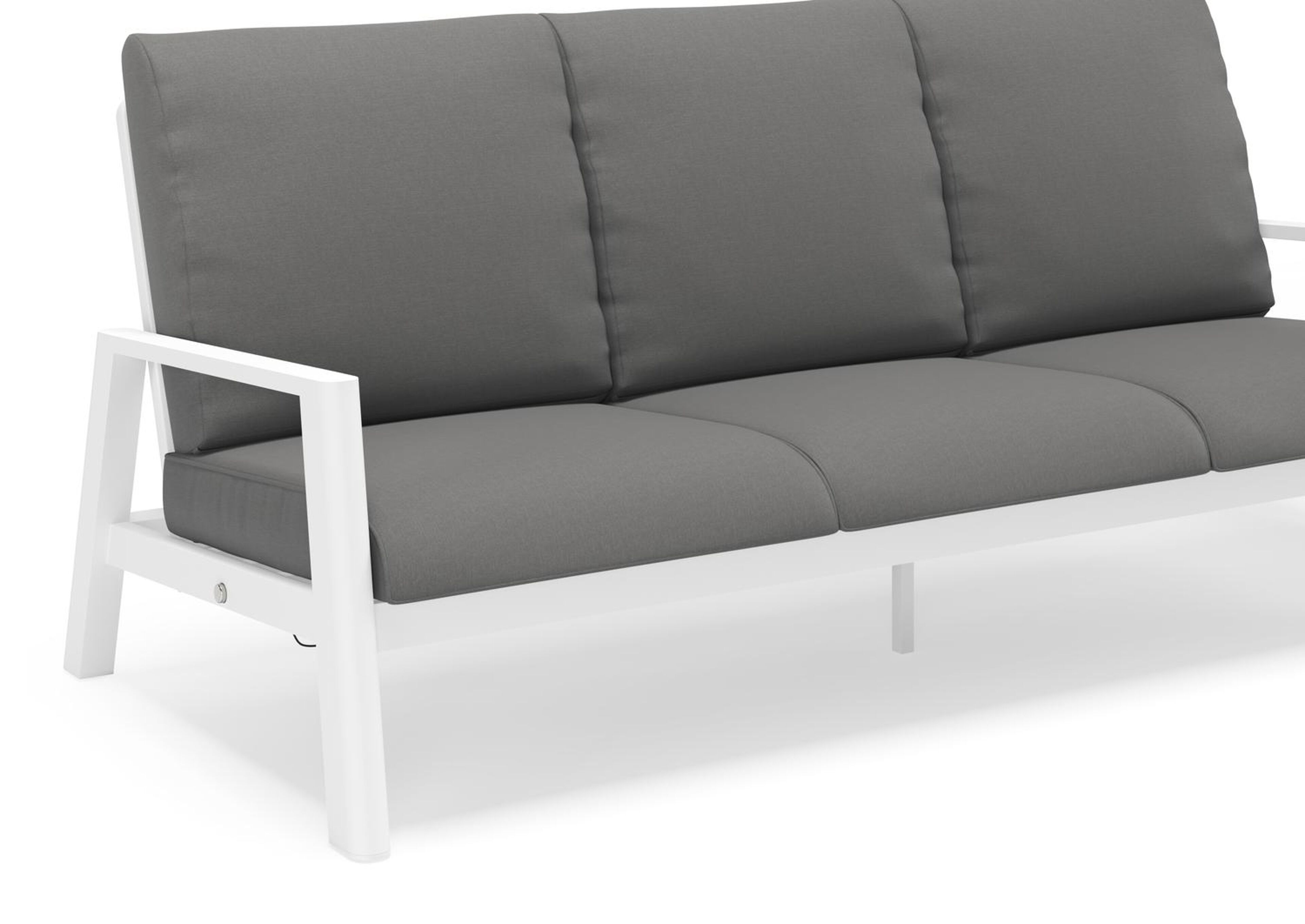 Cirello loungeset in wit aluminium met natte charcoal chine all weather sunbrella® luxe kussens