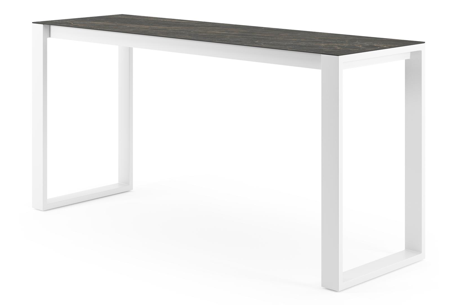 Verato bartafel in wit aluminium en volkeramiek Black Obsession - L 220 x B 70 x H 105 cm