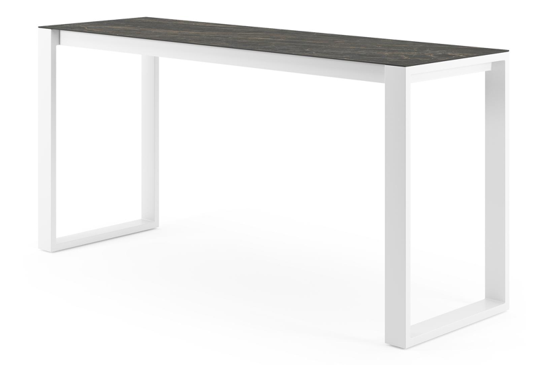 Verato bartafel in wit aluminium en volkeramiek Black Obsession - L 220 x B 70 x H 105 cm