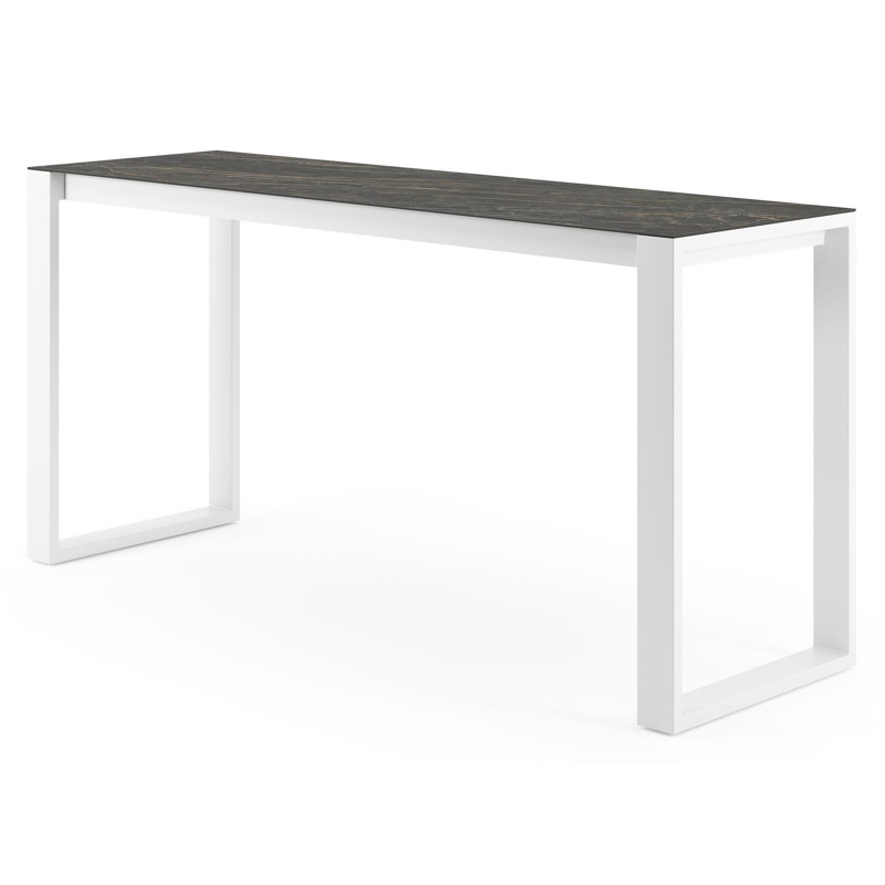 Verato bartafel in wit aluminium en volkeramiek Black Obsession - L 220 x B 70 x H 105 cm