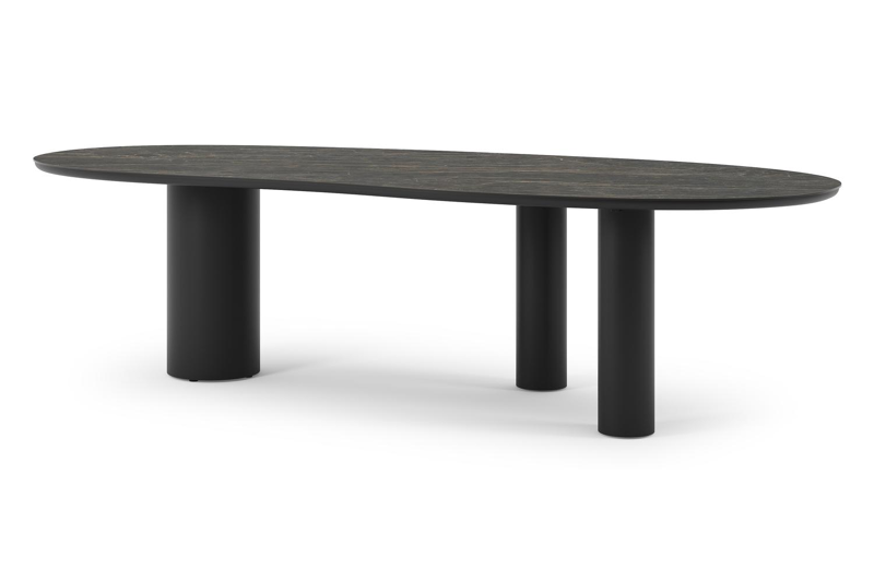 Organo tuintafel organisch in zwart aluminium en volkeramiek Black Obsession L 280 x B 120 x H 74 cm x H 74 cm