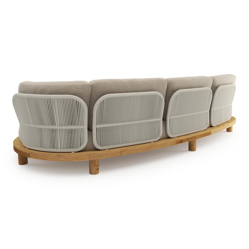 Donato loungebank in teak met marbella beige all weather cosytica kussen