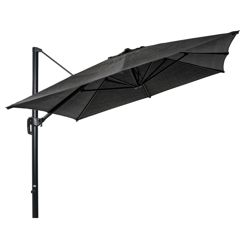 Parasol pendant Rufina en aluminium noir avec toile de parasol en all weather sunbrella® luxe chartres sooty - Larg1 400 x Larg2 300 cm (sans pied de parasol)