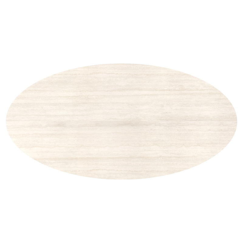 Fano tuintafel ovaal in zwart aluminium en volkeramiek Travertino Bianco - L 288 x B 148 x H 75 cm