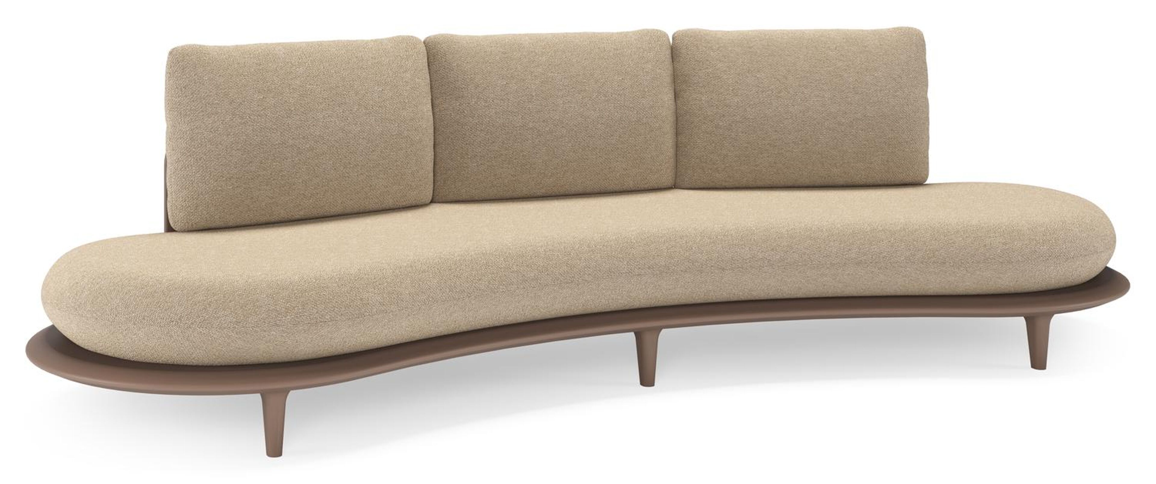 Bomero loungebank in taupe aluminium met madagascar oak all weather cosytica kussen