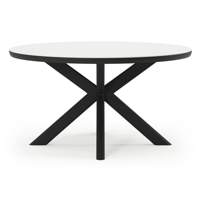 Pamplona tuinset in zwart aluminium en sintered stone Topo minerale met 6 Matera tuinstoelen