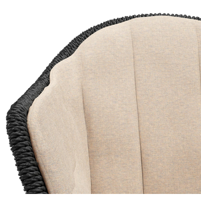 Pagino tuinstoel in wit aluminium en zwart ronde wicker met zitkussen in All Weather Sunbrella® Luxe Heritage Papyrus