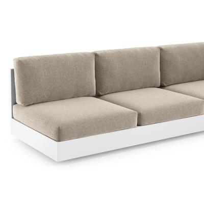 Como loungehoek in wit aluminium met chartres pewter all weather sunbrella® luxe kussen