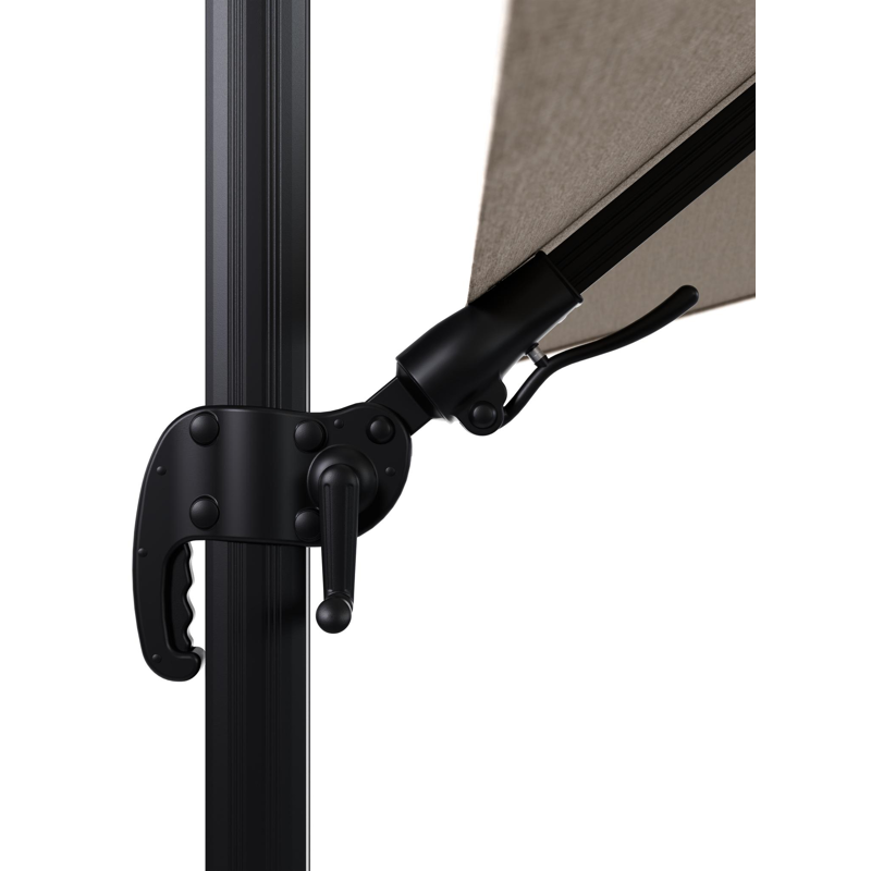 Parasol pedant Avola avec fonction tilt en aluminium noir avec toile de parasol en weather+ softtouch rustic - Lg.1 300 x Lg.2 300 cm (sans pied de parasol)