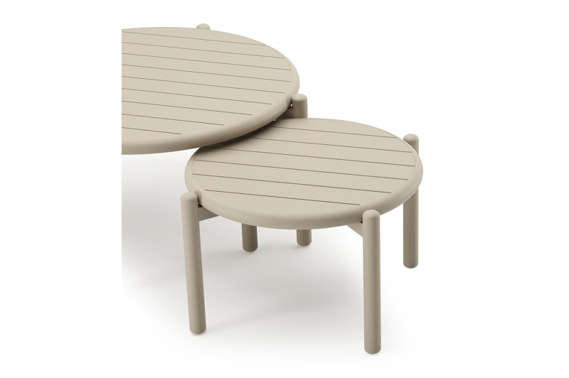 Tables basses Pulo en beige aluminium - Diam. 70 - 50 x Haut. 37.5 - 32.5 cm