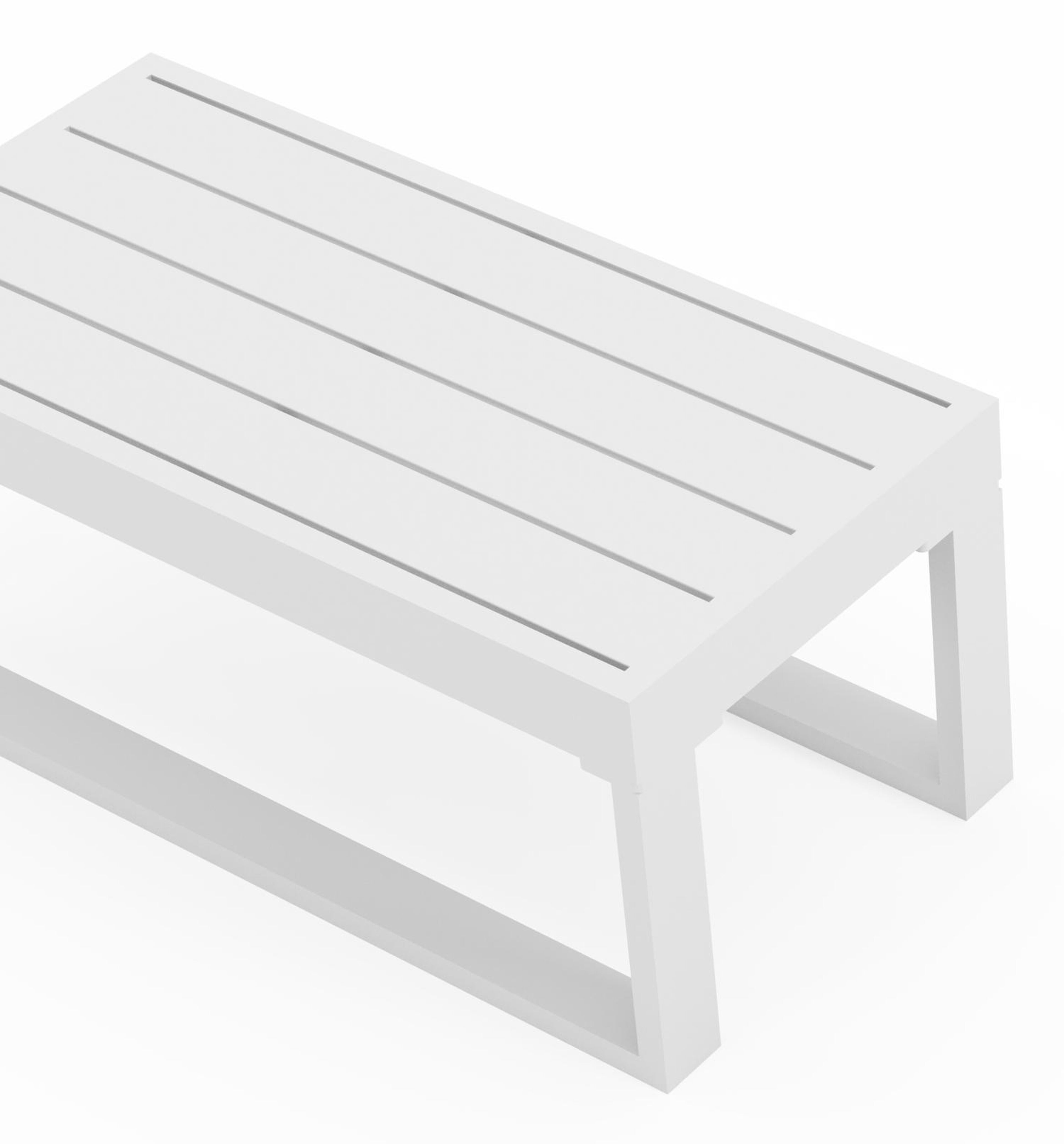 Table d’appoint Caldela en aluminium blanc - Lg. 70 x Lrg. 34 x Haut. 31 cm