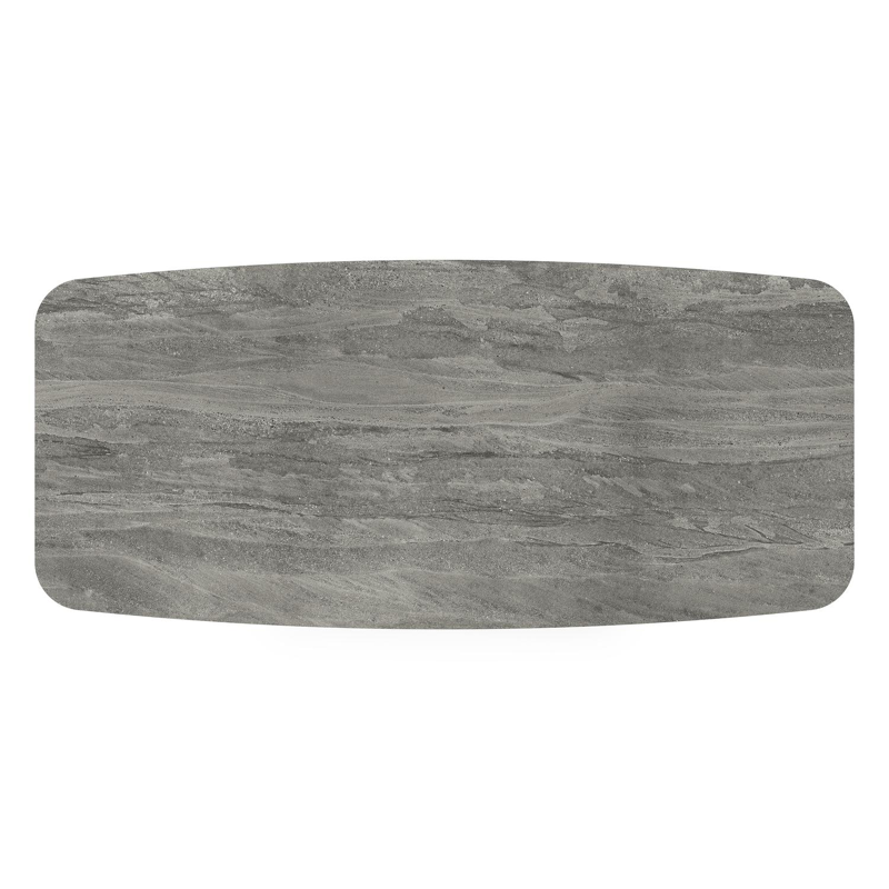 Orso tuintafel bootvorm in zwart aluminium en volkeramiek aspen grey - L 255 x B 115 x H 75 cm