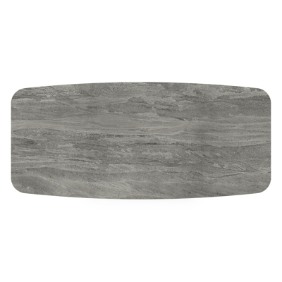 Orso tuintafel bootvorm in zwart aluminium en volkeramiek aspen grey - L 255 x B 115 x H 75 cm