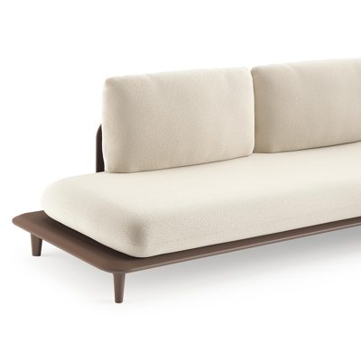 Salon de jardin d'angle Bomero en aluminium taupe et coussins en all weather cosytica althea off white