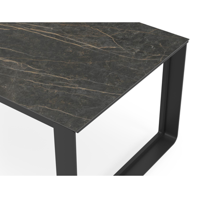 Table de jardin Atessa en aluminium noir et céramique pleine black obsession - Lg 240 x Larg, 100 x H 75 cm