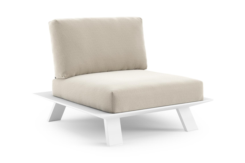 Cesano loungestoel 1-zit in wit aluminium met lopi marble all weather sunbrella® luxe kussen