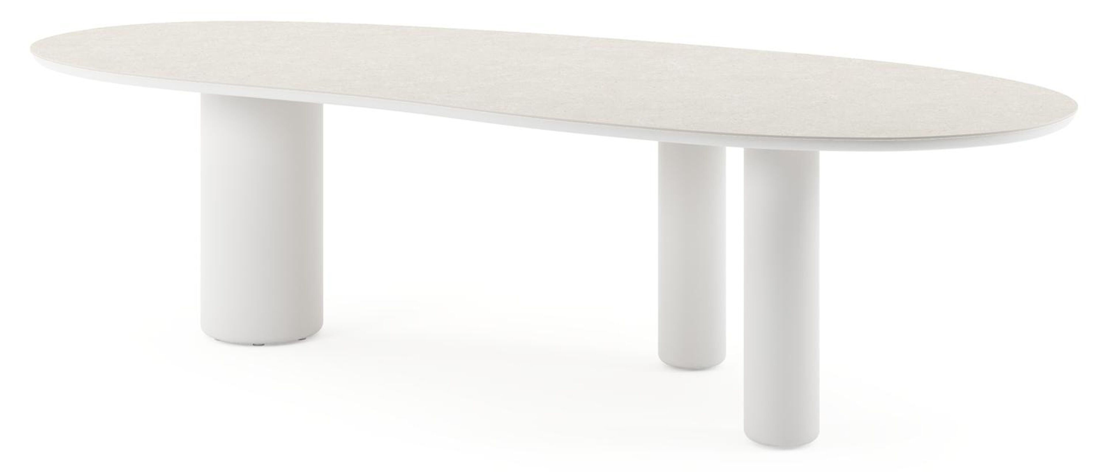 Amico tuintafel organisch in wit aluminium en volkeramiek Shilin - L 280 x B 120 x H 73.5 cm