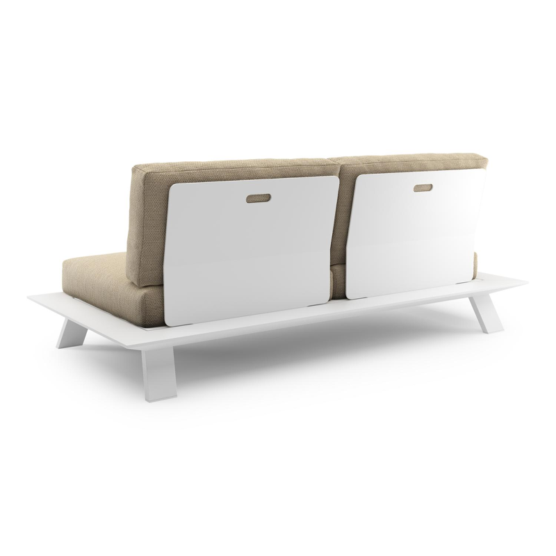 Cesano loungebank in wit aluminium met althea camel all weather Cosytica kussen