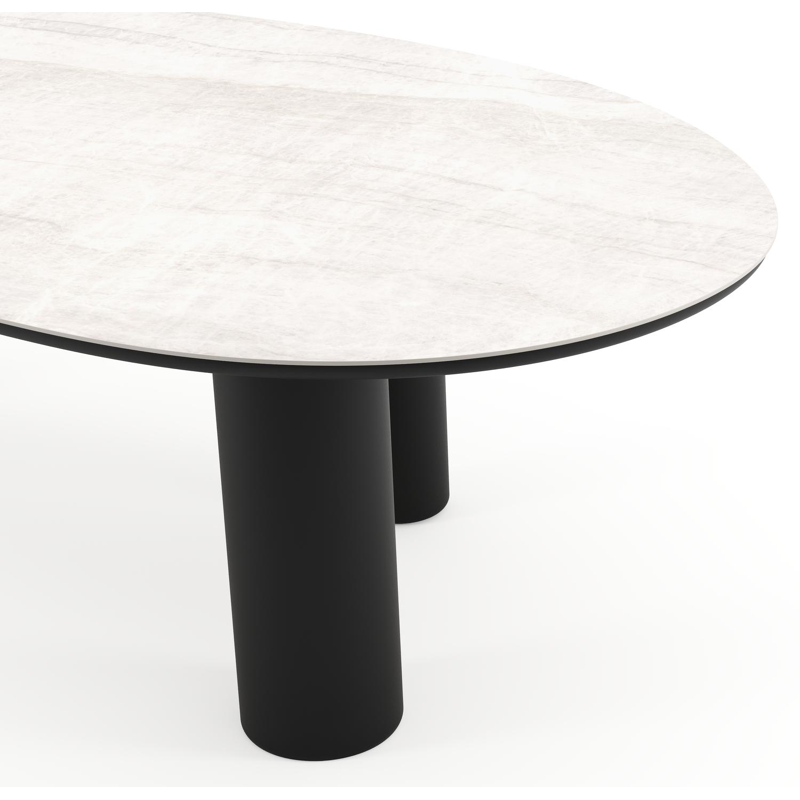 Amico tuintafel mango in zwart aluminium en volkeramiek Taj Mahal - L 260 x B 130 x H 74 cm