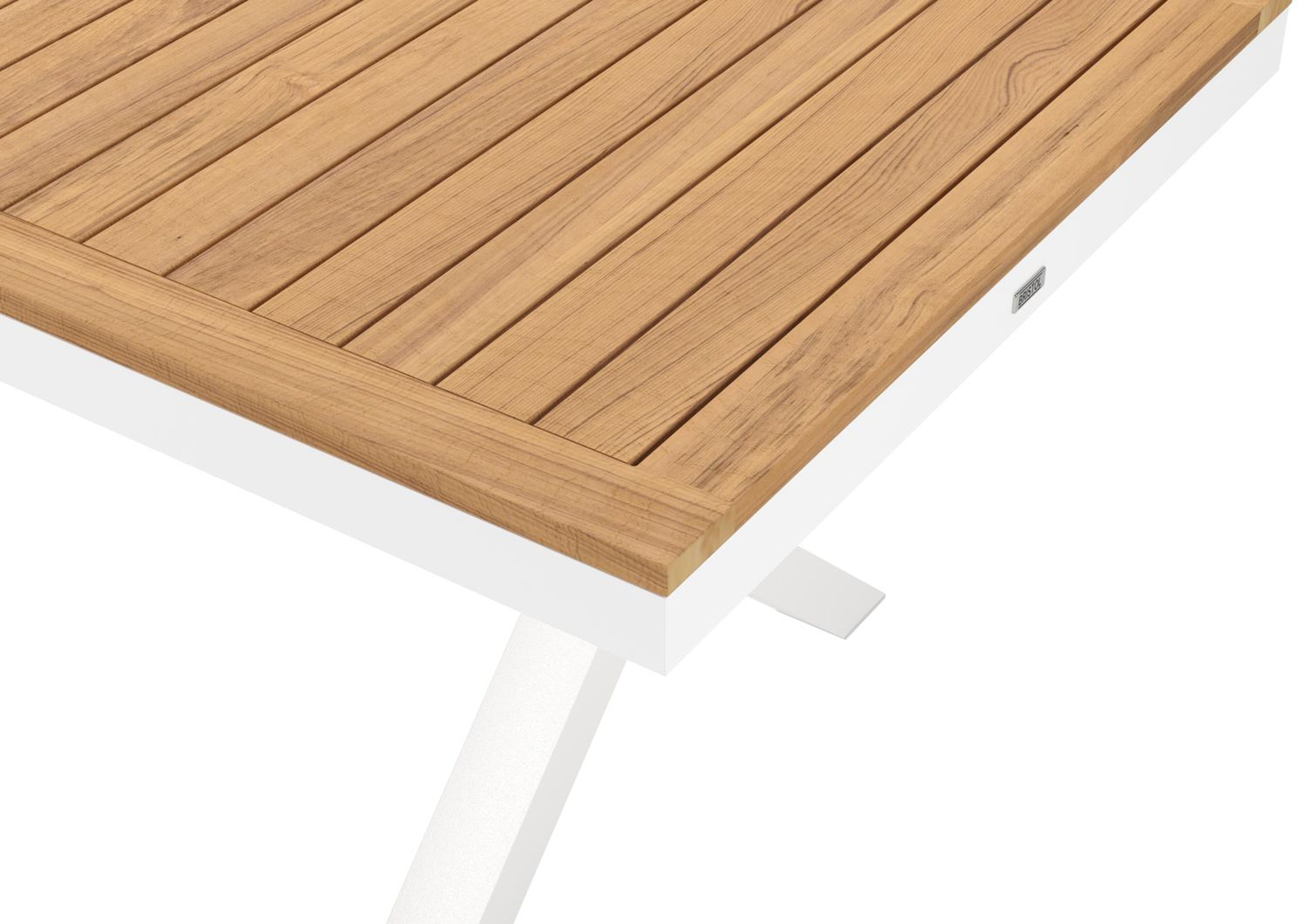 Reza tuintafel rechthoekig in wit aluminium en teak - L 220 x B 92 x H 73,5 cm
